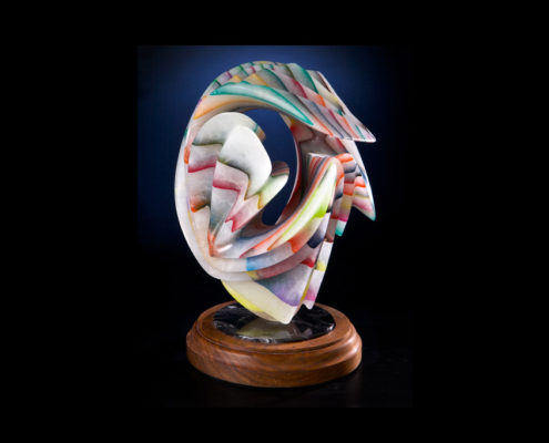 Laminated Alabaster Sculpture - Playing in Rainbows II by Brian Grossman - View